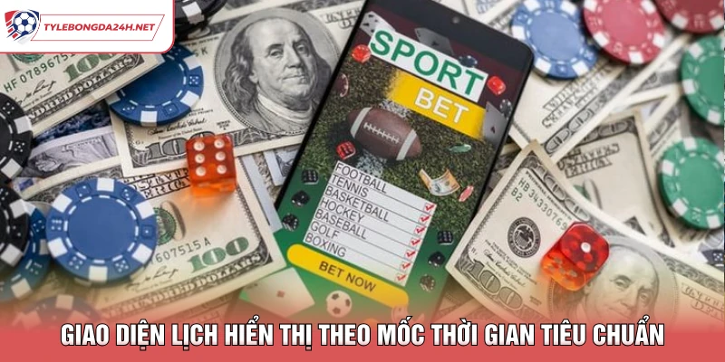Giao diện lịch hiển thị theo mốc thời gian tiêu chuẩn